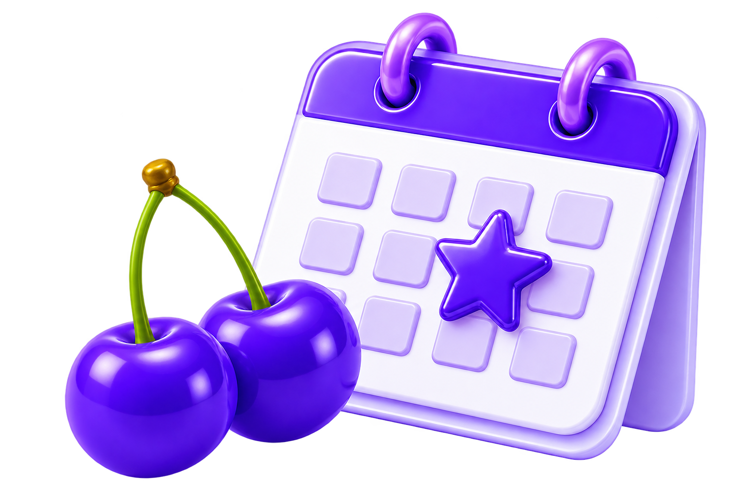 Purple calendar with cherries