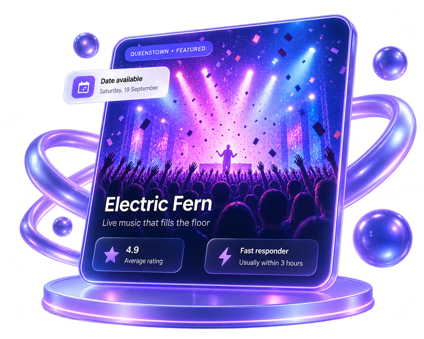 Electric Fern featured entertainment provider with availability and rating details