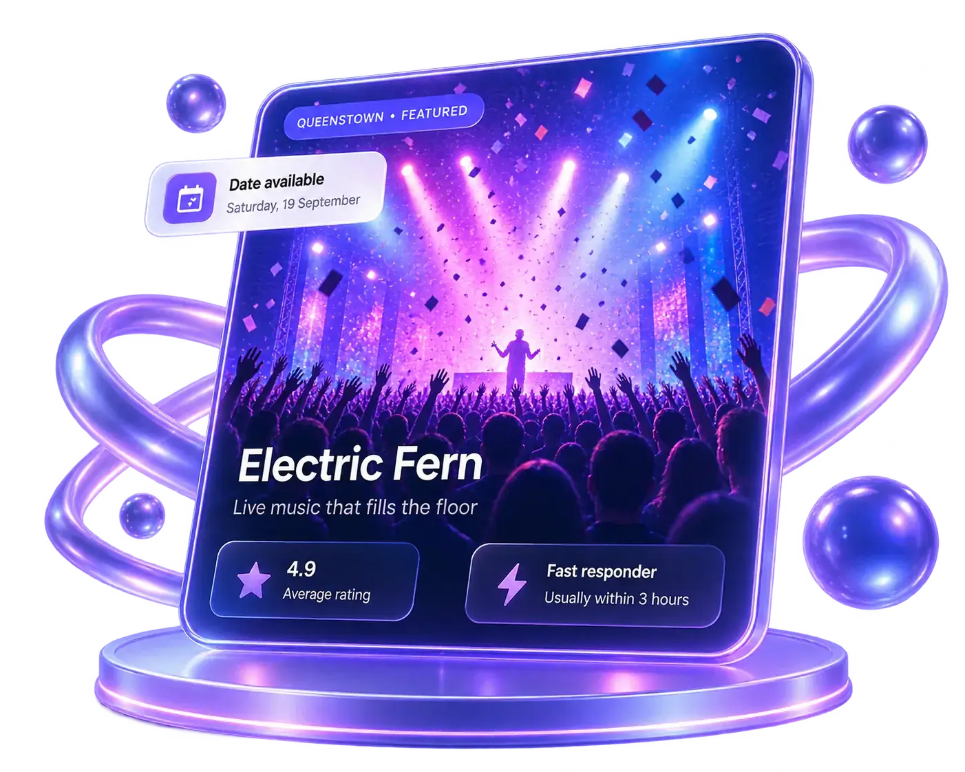 Electric Fern featured entertainment provider with availability and rating details